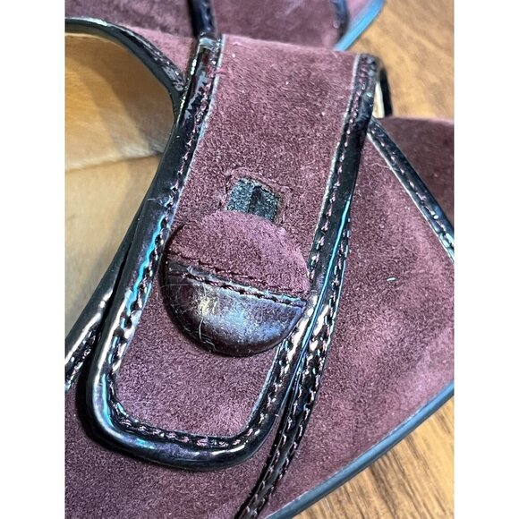 Sofft Suede Shoe Women 8.5 Maroon Heel Slip On Witchy Retro Festival Boho Fairy - Picture 4 of 13